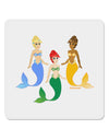 Three Mermaids 4x4&#x22; Square Sticker 4 Pieces-Stickers-TooLoud-White-Davson Sales