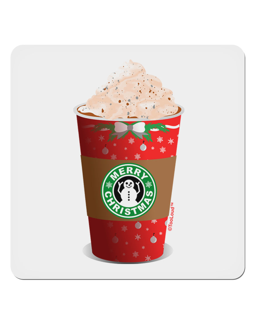 Merry Christmas Latte Cup 4x4&#x22; Square Sticker-Stickers-TooLoud-1-Davson Sales