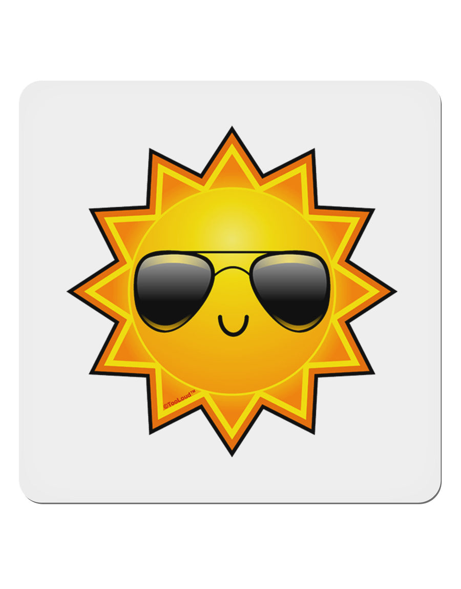 Sun With Sunglasses 4x4&#x22; Square Sticker-Stickers-TooLoud-1-Davson Sales