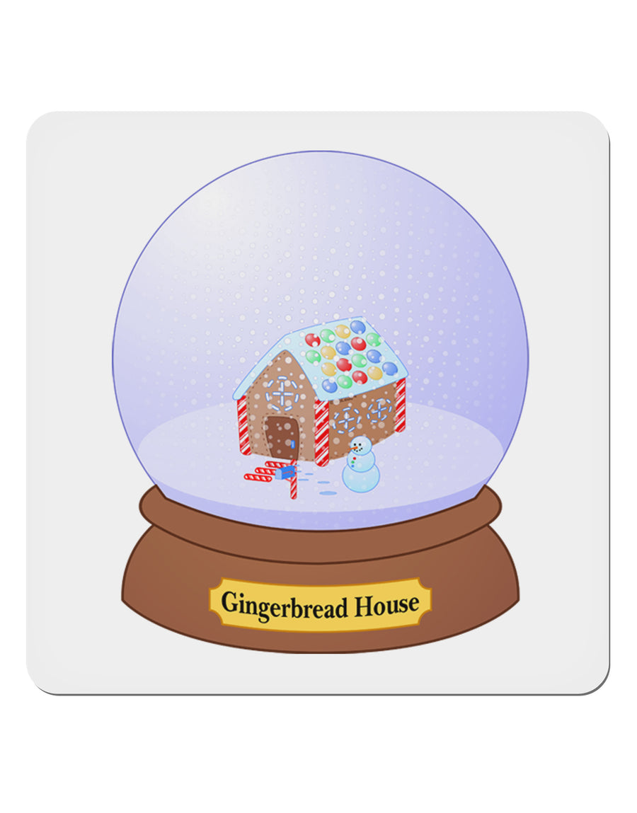 Little Gingerbread House Snow Globe 4x4&#x22; Square Sticker 4 Pieces-Stickers-TooLoud-White-Davson Sales