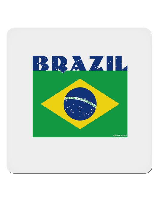 Brazil Flag 4x4&#x22; Square Sticker-Stickers-TooLoud-1-Davson Sales