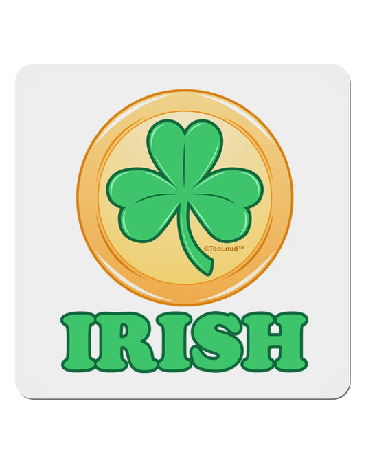 Shamrock Button - Irish 4x4&#x22; Square Sticker 4 Pieces-Stickers-TooLoud-White-Davson Sales