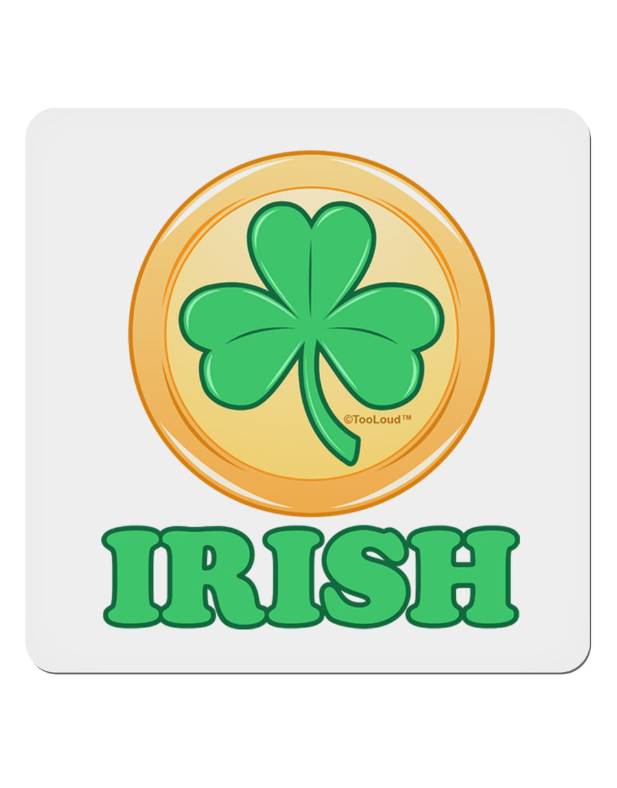 Shamrock Button - Irish 4x4&#x22; Square Sticker 4 Pieces-Stickers-TooLoud-White-Davson Sales