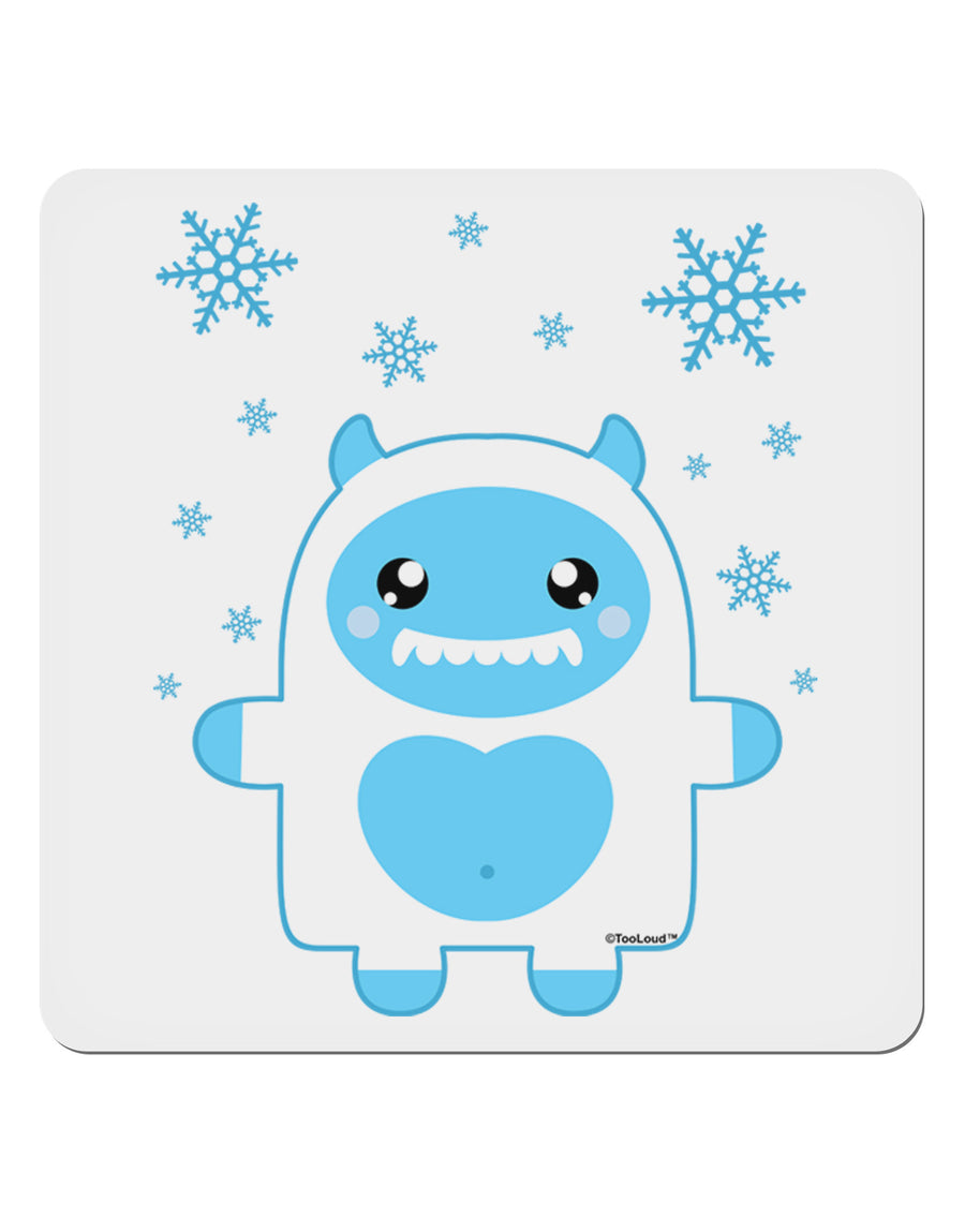 Cute Abominable Snowman Boy Yeti - Christmas 4x4&#x22; Square Sticker 4 Pieces-Stickers-TooLoud-White-Davson Sales