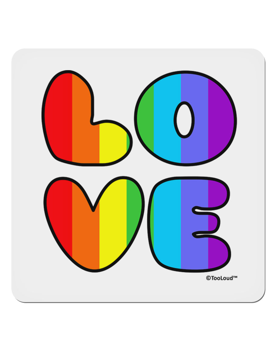 Rainbow LOVE Text 4x4&#x22; Square Sticker 4 Pieces-Stickers-TooLoud-White-Davson Sales