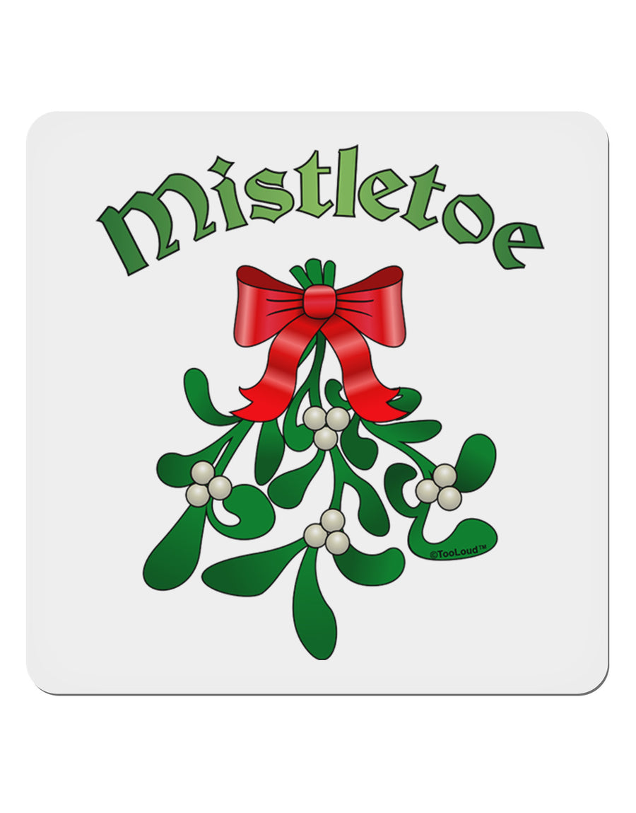 Christmas Kiss Mistletoe 4x4&#x22; Square Sticker 4 Pieces-Stickers-TooLoud-White-Davson Sales