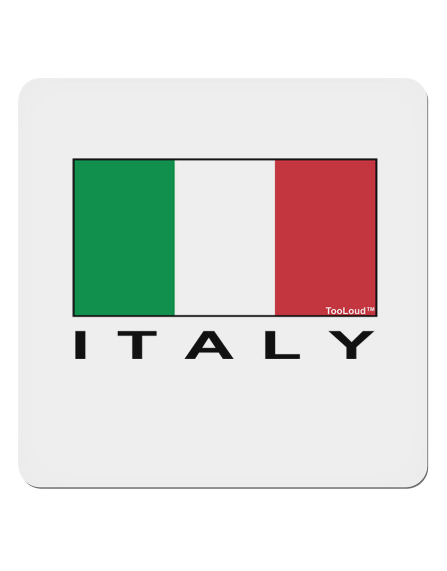 Italian Flag - Italy Text 4x4&#x22; Square Sticker 4 Pieces-Stickers-TooLoud-White-Davson Sales