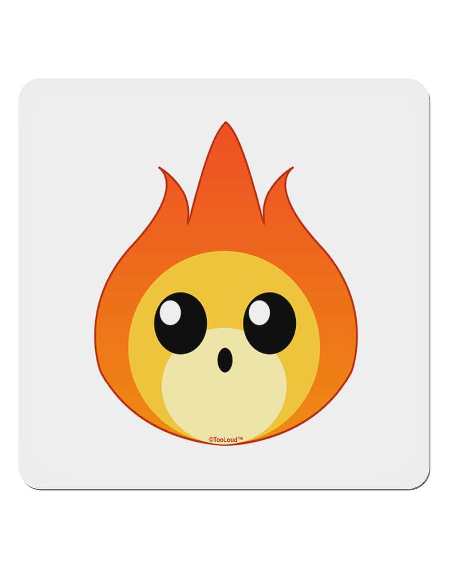 Cute Fireball Design 4x4&#x22; Square Sticker 4 Pieces-Stickers-TooLoud-White-Davson Sales