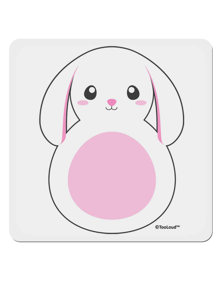 TooLoud Cute Bunny with Floppy Ears - Pink 4x4&#x22; Square Sticker 4 Pieces-Stickers-TooLoud-White-Davson Sales