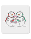 Cute Snowman Family with Girl 4x4&#x22; Square Sticker 4 Pieces-Stickers-TooLoud-White-Davson Sales