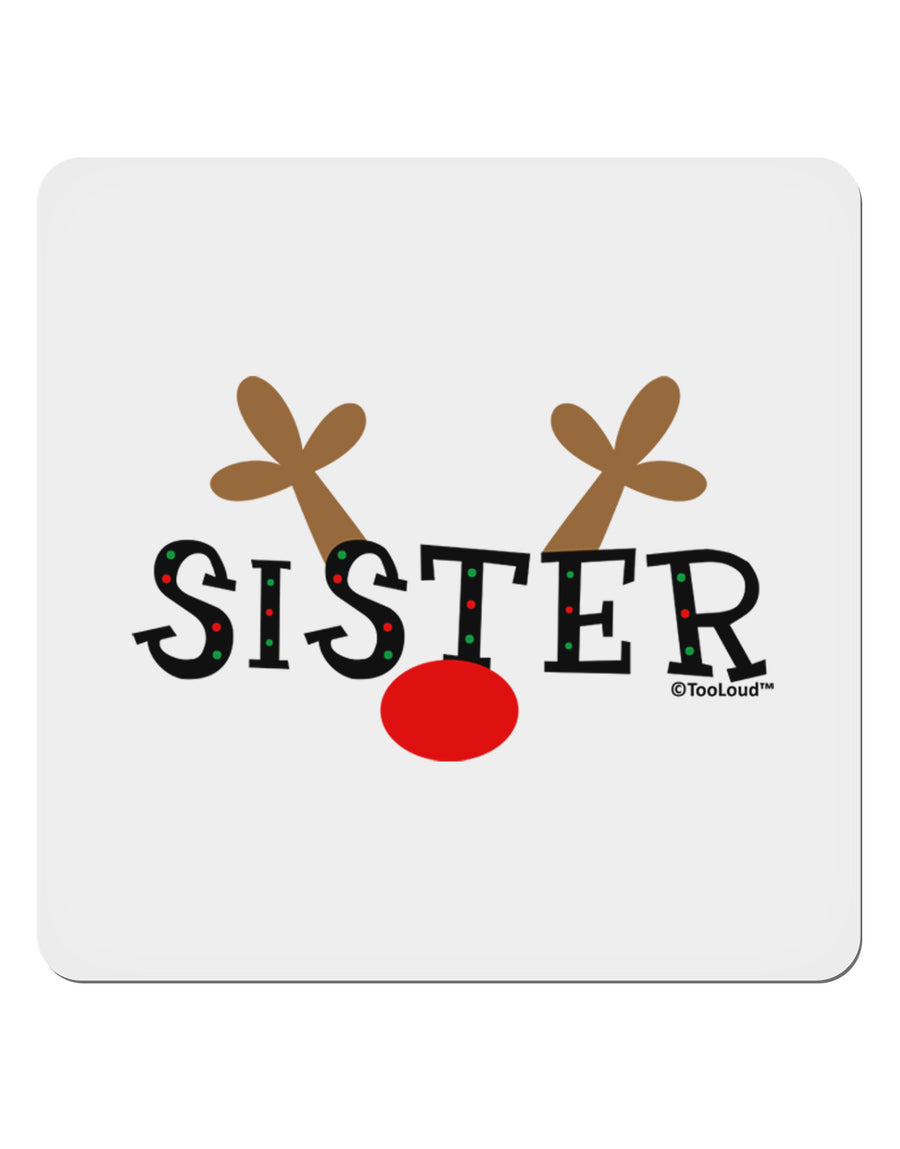 Matching Family Christmas Design - Reindeer - Sister 4x4&#x22; Square Sticker 4 Pieces-Stickers-TooLoud-White-Davson Sales