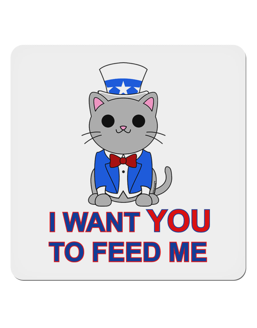 Patriotic Cat I Want You 4x4&#x22; Square Sticker 4 Pieces-Stickers-TooLoud-White-Davson Sales