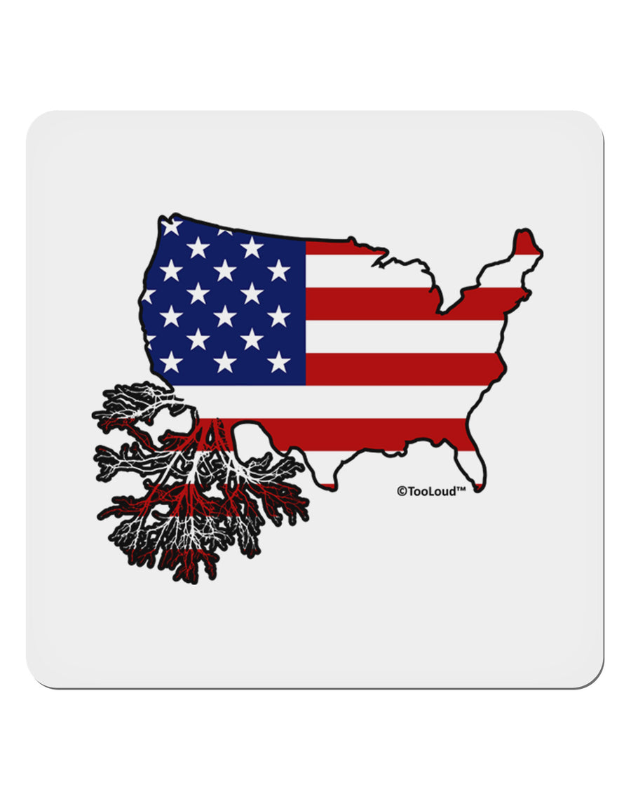 American Roots Design - American Flag 4x4&#x22; Square Sticker 4 Pieces-Stickers-TooLoud-White-Davson Sales