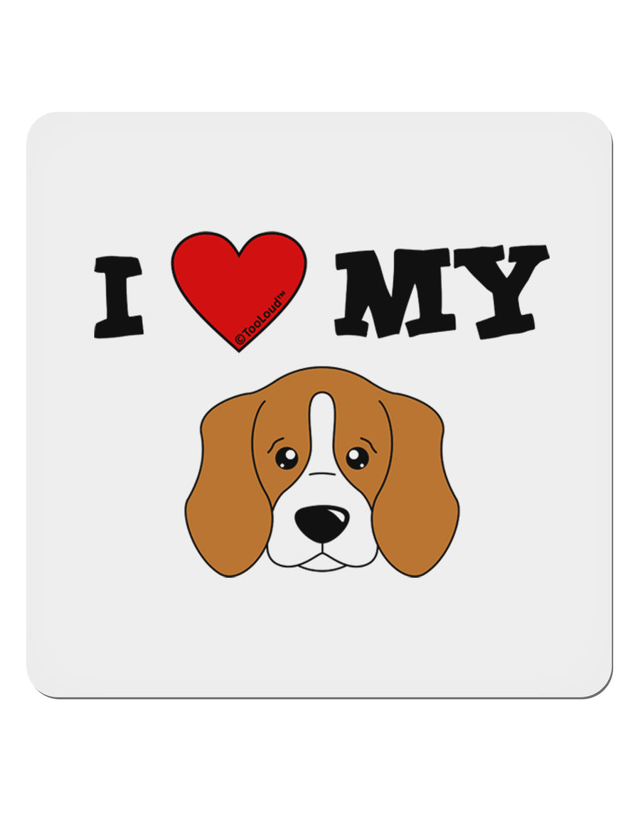 I Heart My - Cute Beagle Dog 4x4&#x22; Square Sticker 4 Pieces-Stickers-TooLoud-White-Davson Sales