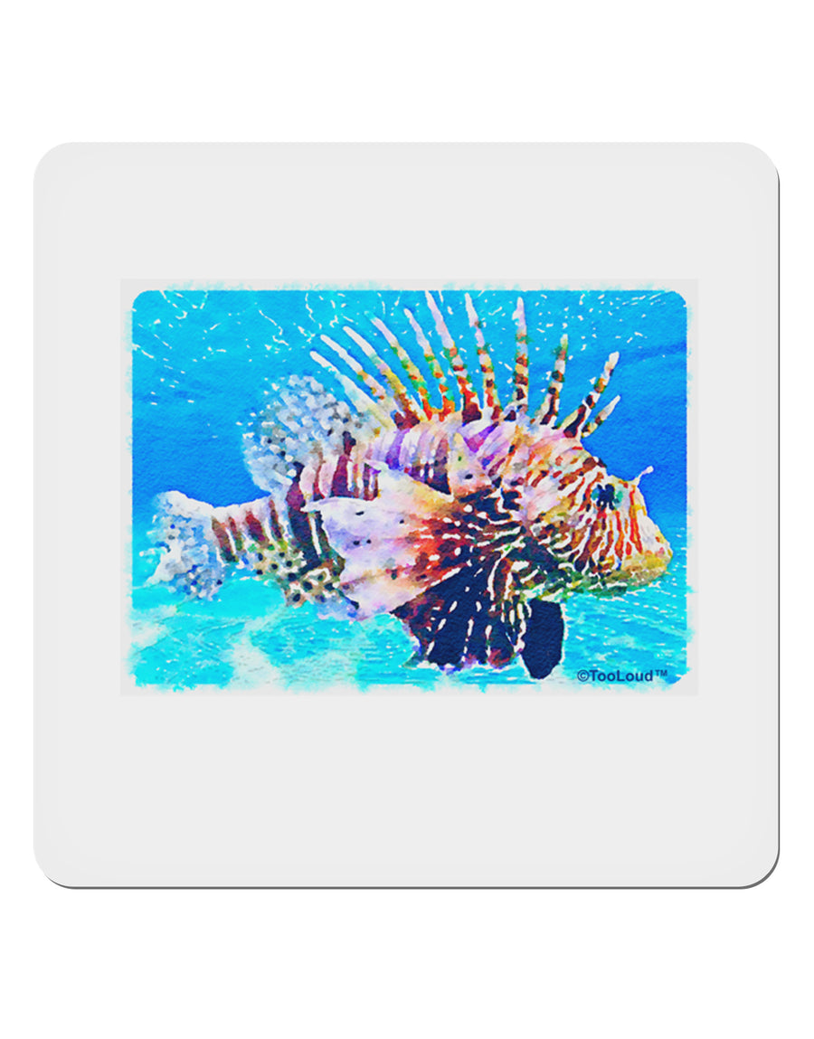 Lionfish in Watercolor 4x4&#x22; Square Sticker-Stickers-TooLoud-1-Davson Sales