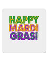 Happy Mardi Gras Text 4x4&#x22; Square Sticker 4 Pieces-Stickers-TooLoud-White-Davson Sales