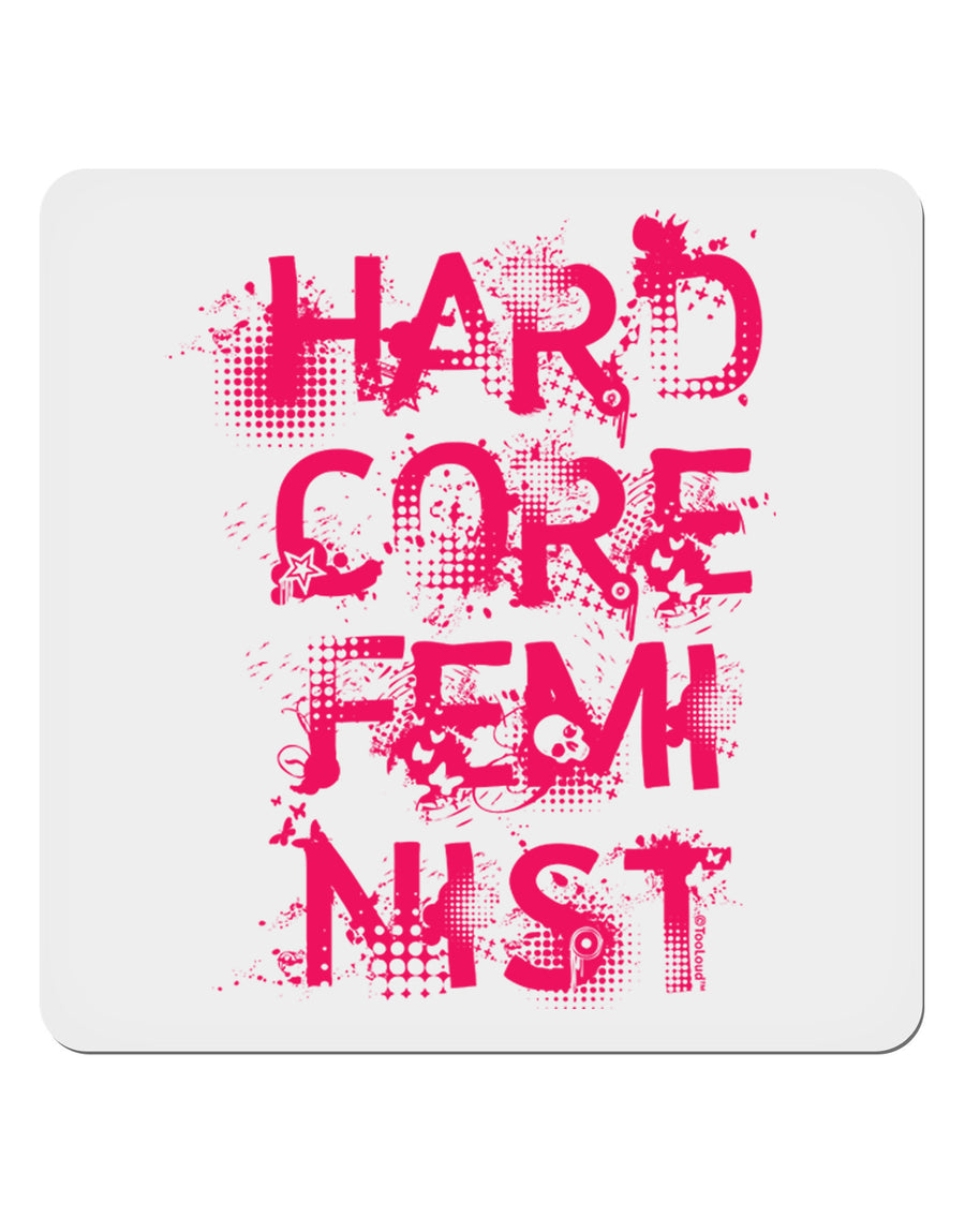 Hardcore Feminist - Pink 4x4&#x22; Square Sticker 4 Pieces-Stickers-TooLoud-White-Davson Sales