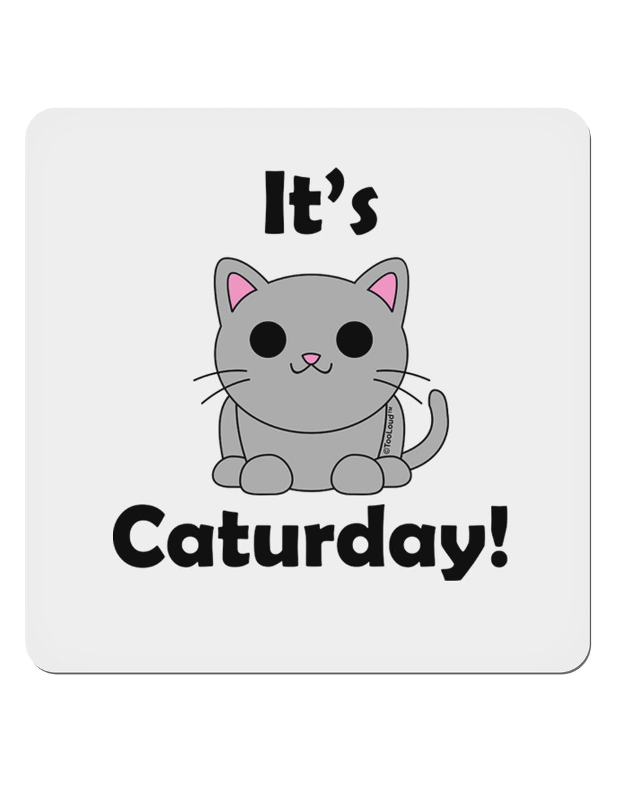 It's Caturday Cute Cat Design 4x4&#x22; Square Sticker 4 Pieces-Stickers-TooLoud-White-Davson Sales