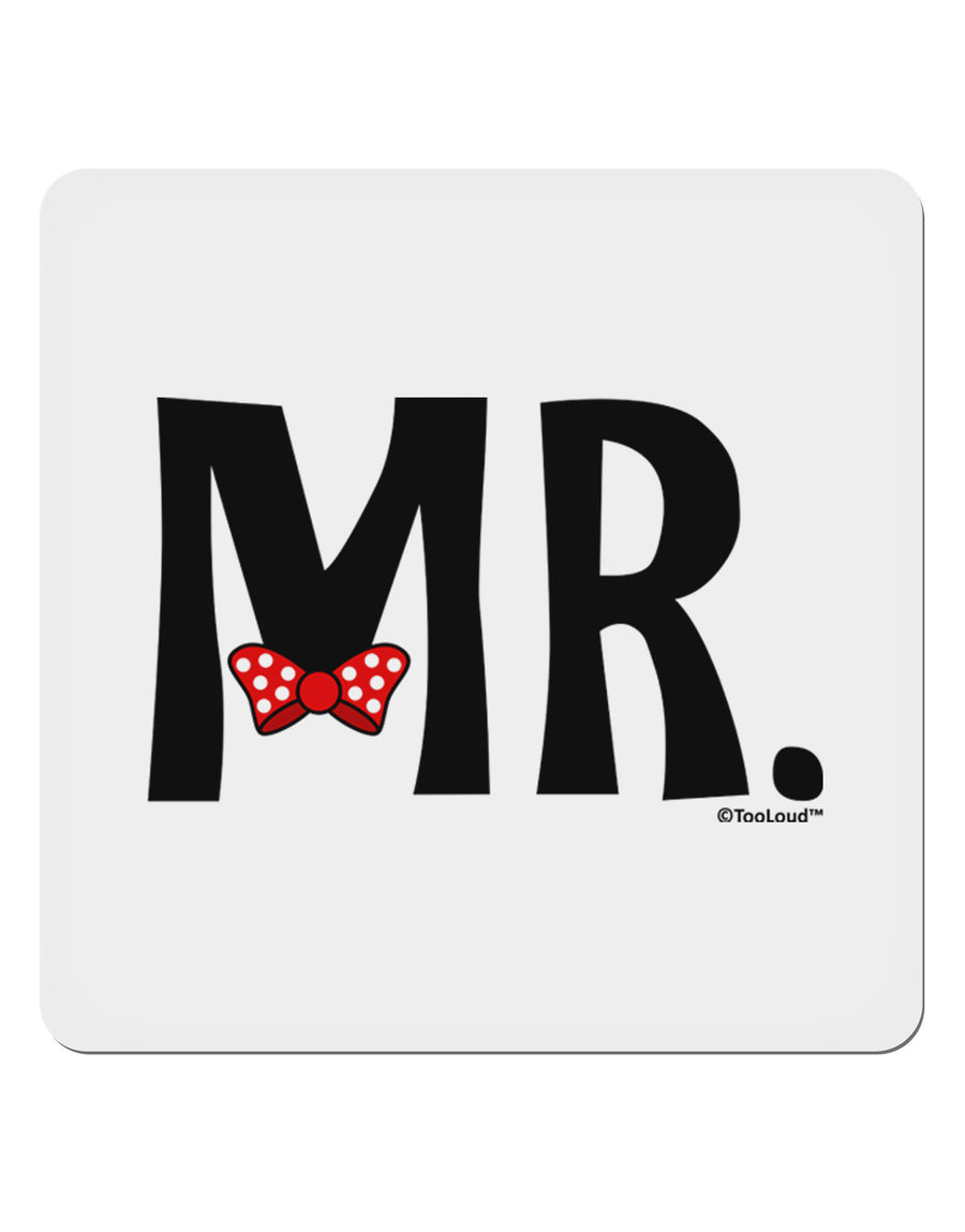 Matching Mr and Mrs Design - Mr Bow Tie 4x4&#x22; Square Sticker 4 Pieces-Stickers-TooLoud-White-Davson Sales