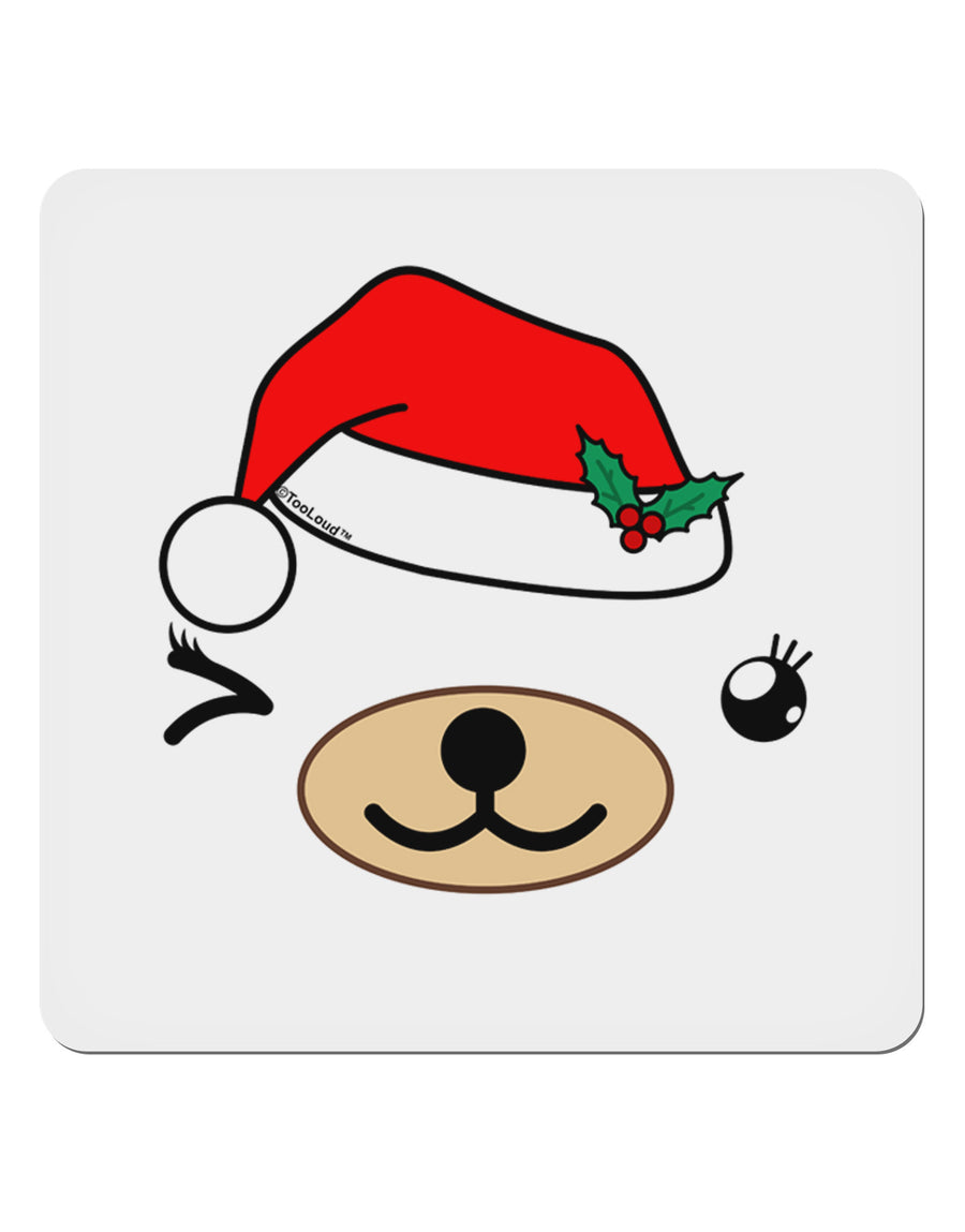 Kyu-T Face Beartholomea Santa Girl Bear 4x4&#x22; Square Sticker 4 Pieces-Stickers-TooLoud-White-Davson Sales