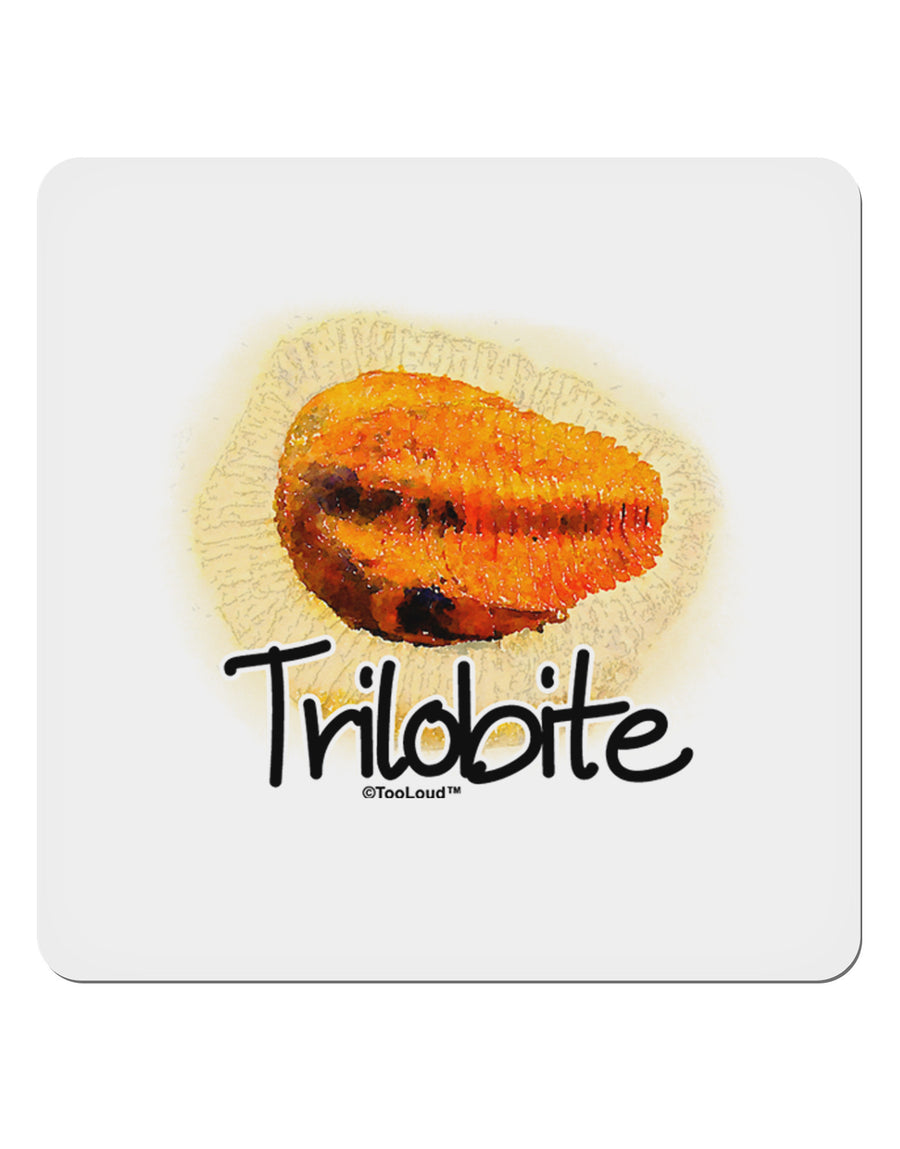 Trilobite Fossil Watercolor Text 4x4&#x22; Square Sticker 4 Pieces-Stickers-TooLoud-White-Davson Sales