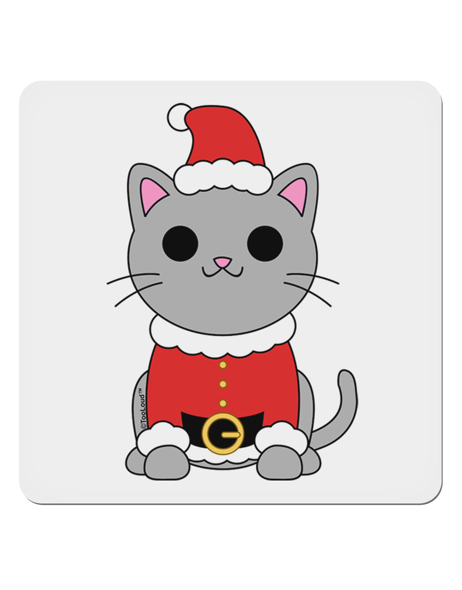 Mr. Whiskerton Santa Suit - Christmas 4x4&#x22; Square Sticker 4 Pieces-Stickers-TooLoud-White-Davson Sales