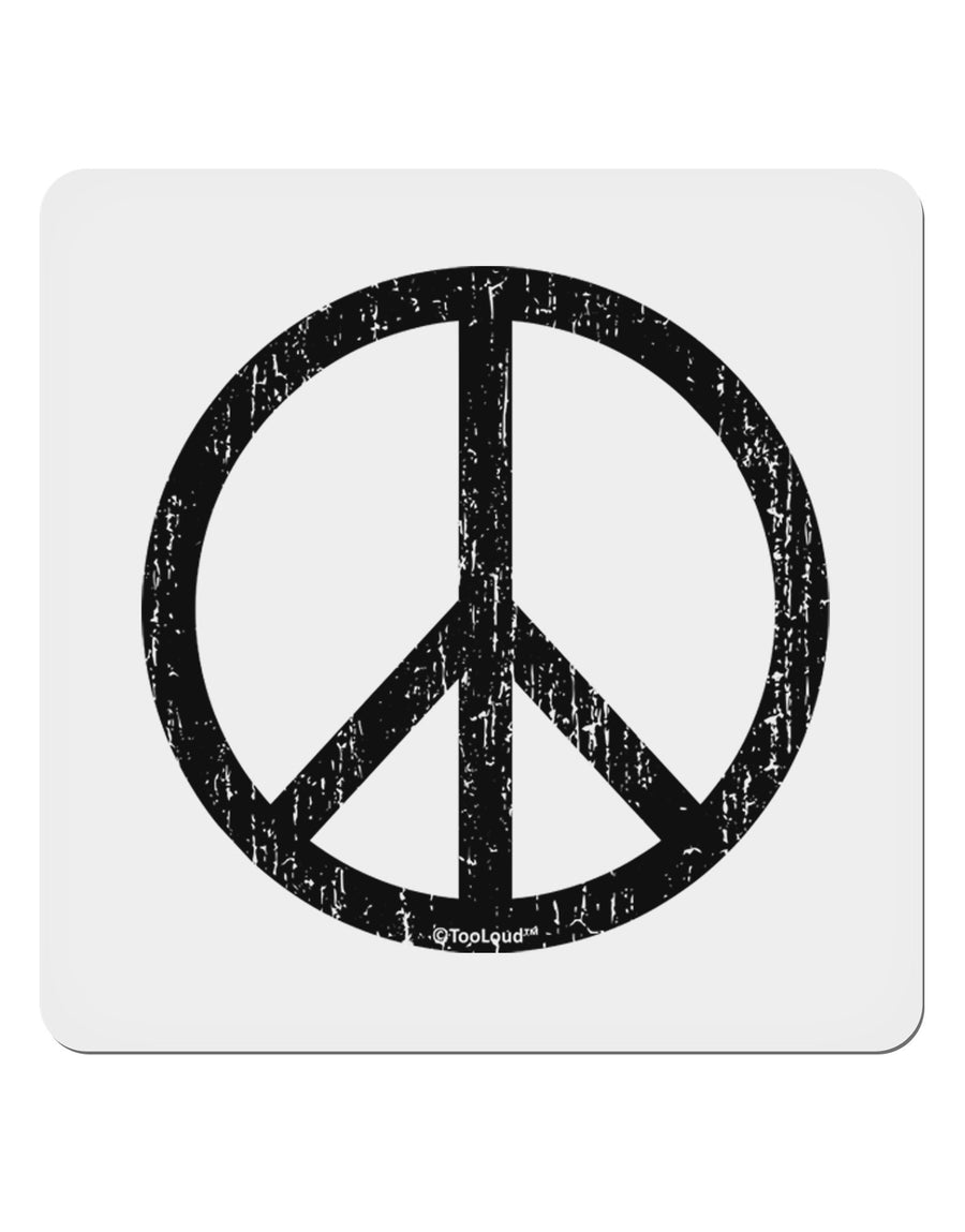 Peace Sign Symbol - Distressed 4x4&#x22; Square Sticker 4 Pieces-Stickers-TooLoud-White-Davson Sales