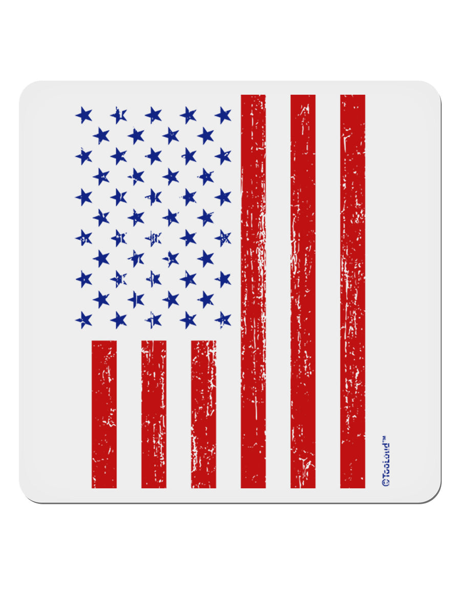 Red and Blue Stamp Style American Flag - Distressed 4x4&#x22; Square Sticker 4 Pieces-Stickers-TooLoud-White-Davson Sales