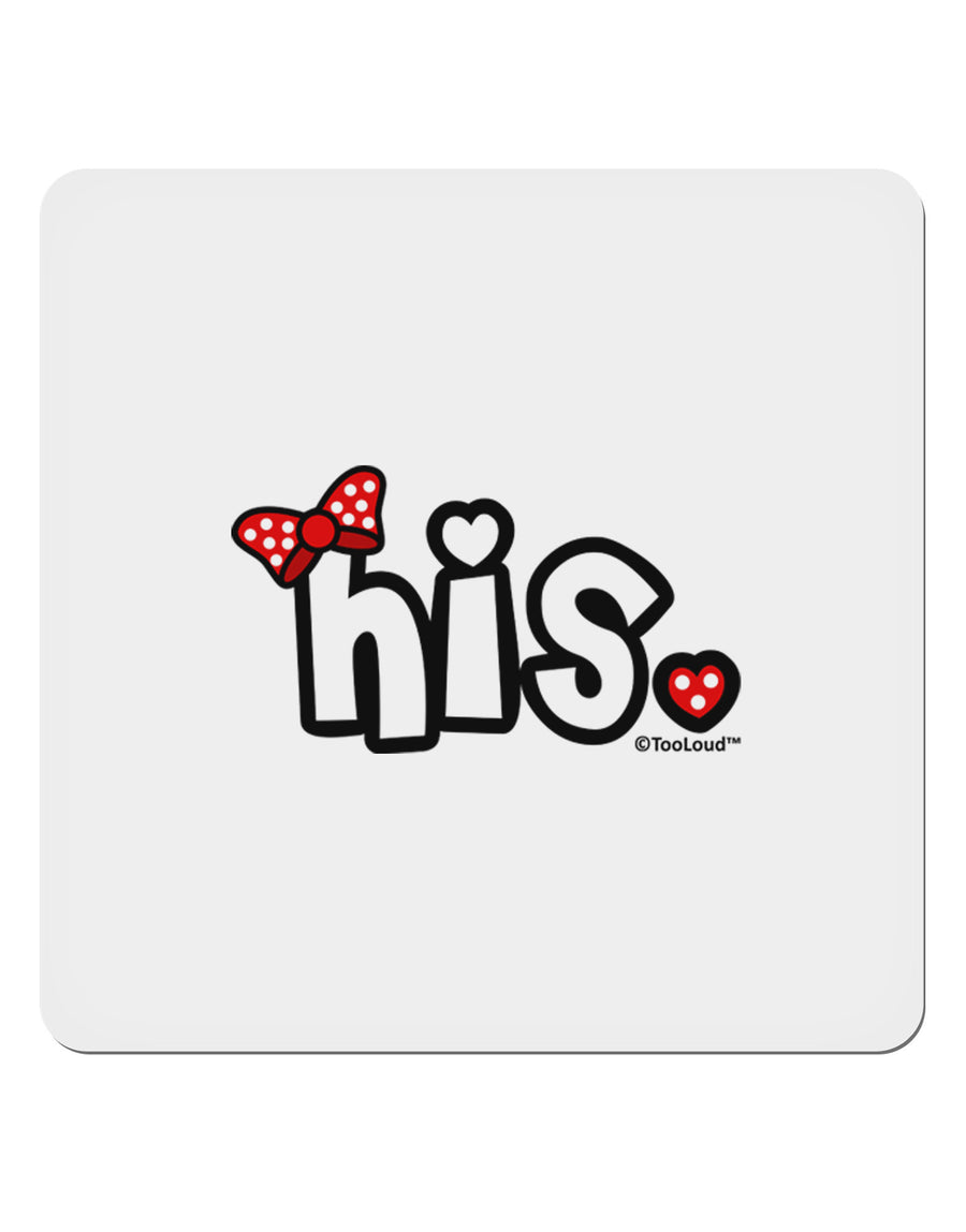 Matching His and Hers Design - His - Red Bow 4x4&#x22; Square Sticker 4 Pieces-Stickers-TooLoud-White-Davson Sales