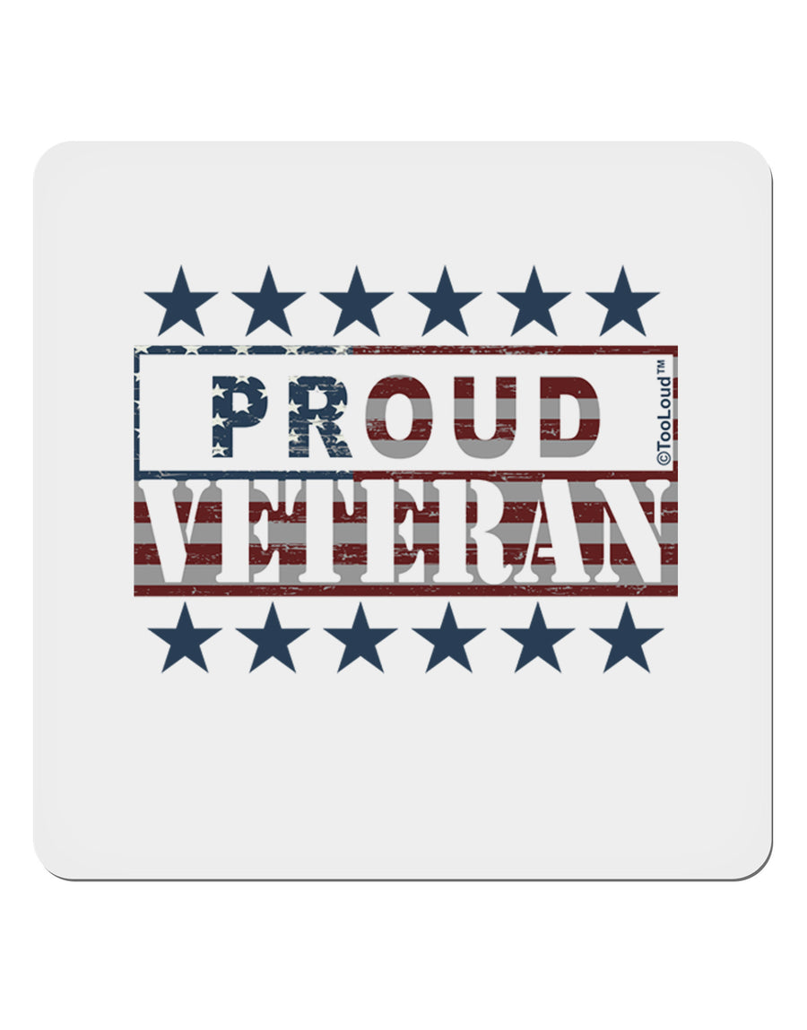 Proud Veteran Flag 4x4&#x22; Square Sticker 4 Pieces-Stickers-TooLoud-White-Davson Sales