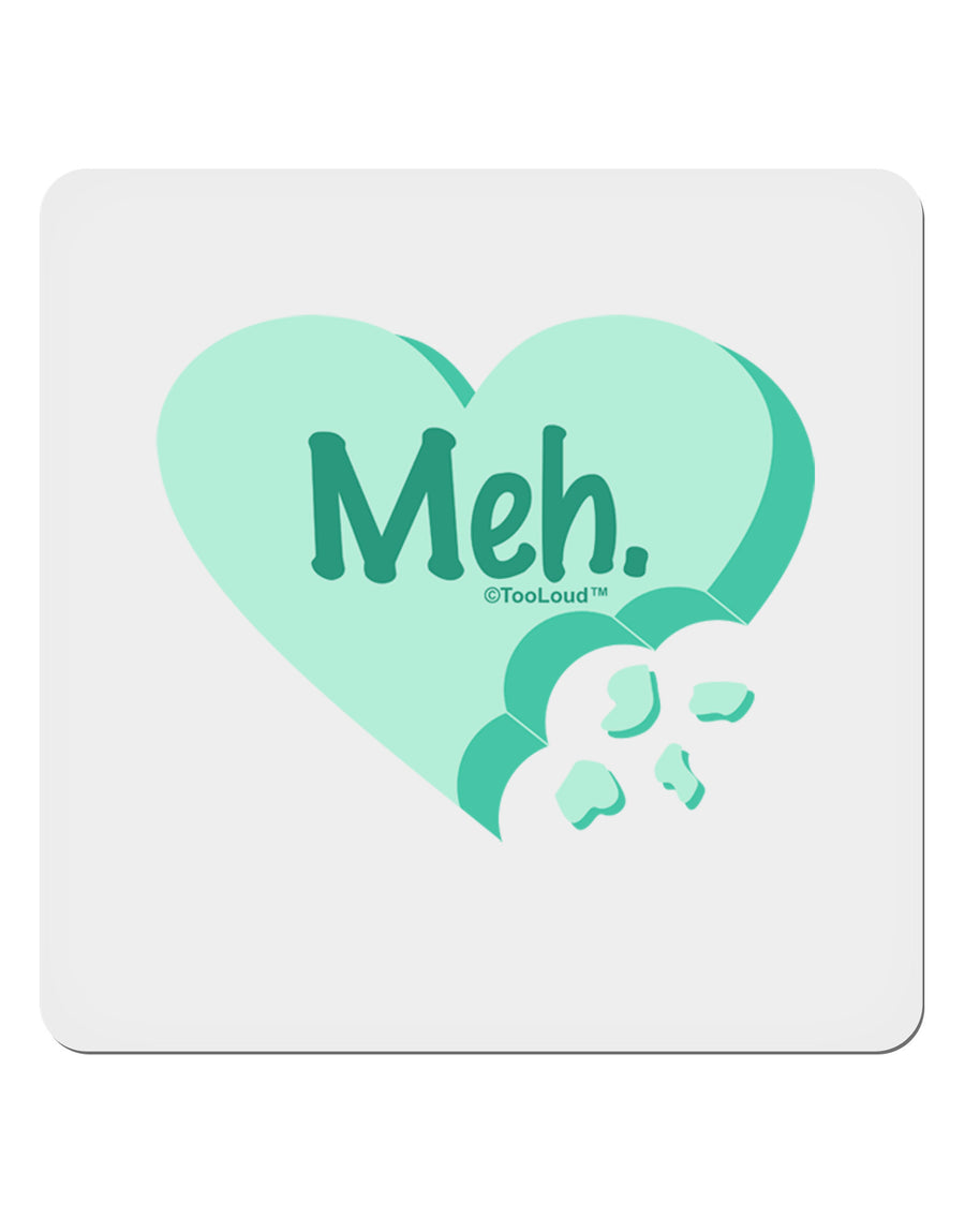 Meh Candy Heart Green - Valentines Day 4x4&#x22; Square Sticker 4 Pieces-Stickers-TooLoud-White-Davson Sales