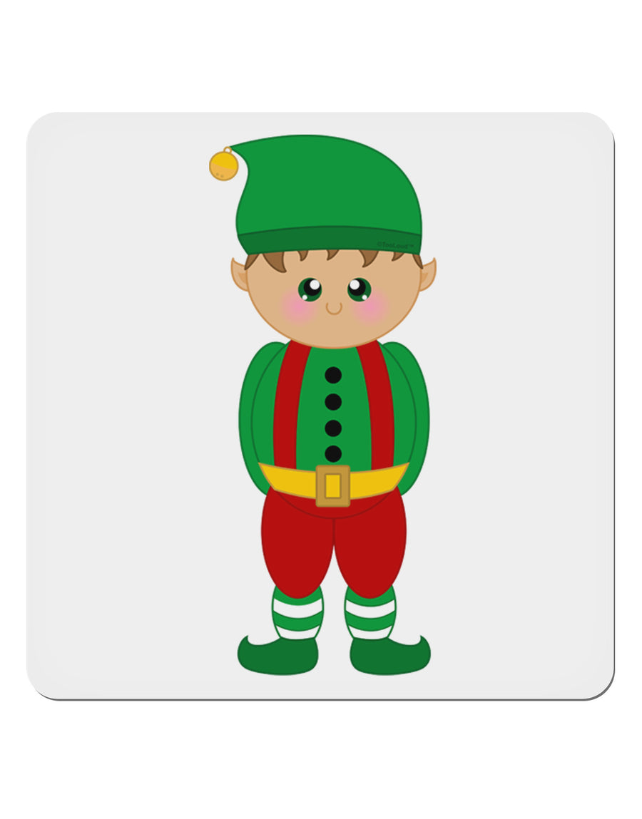 Cute Christmas Elf Boy 4x4&#x22; Square Sticker 4 Pieces-Stickers-TooLoud-White-Davson Sales