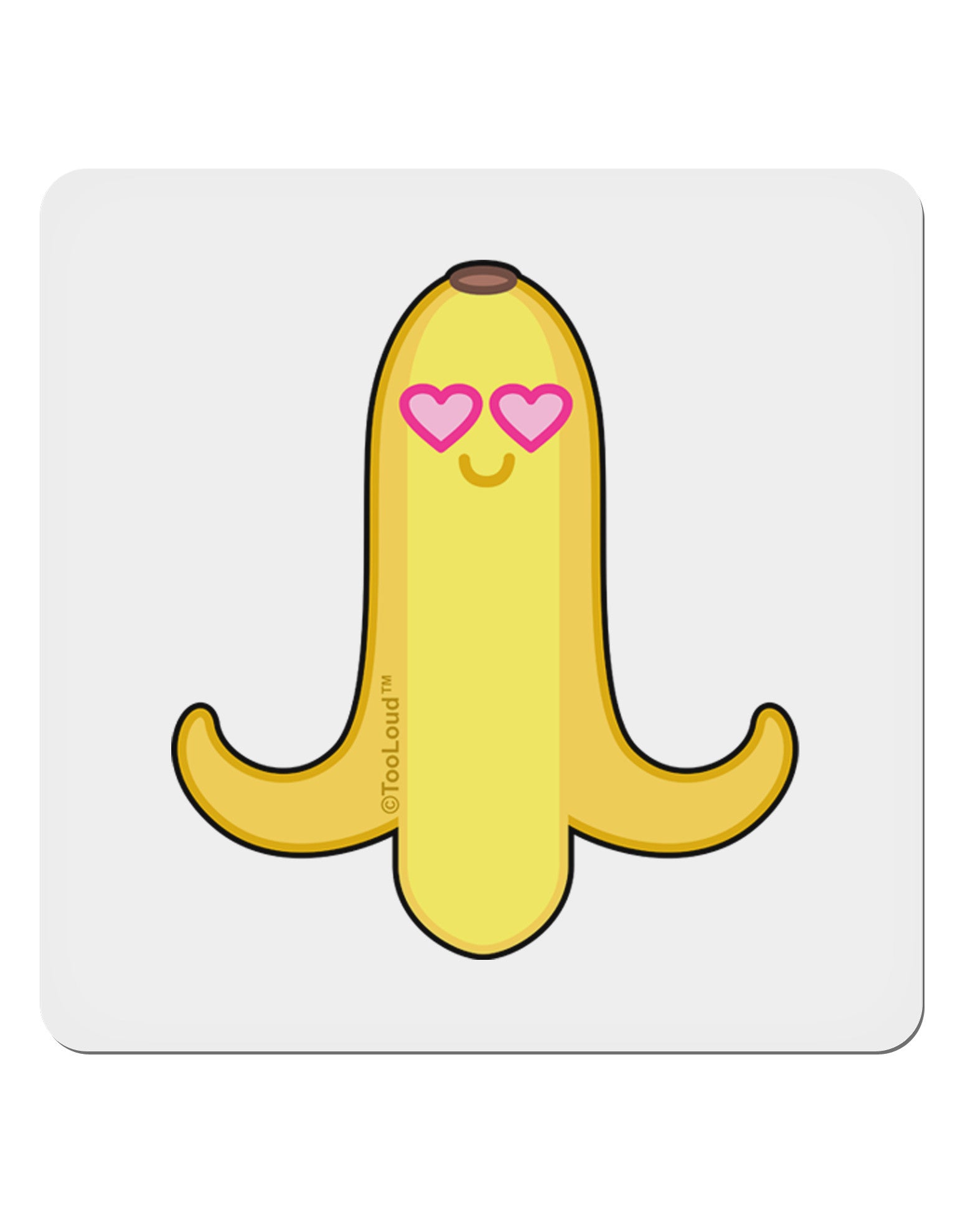 Infatuated Banana - Heart Eyes 4x4&#x22; Square Sticker 4 Pieces-Stickers-TooLoud-White-Davson Sales