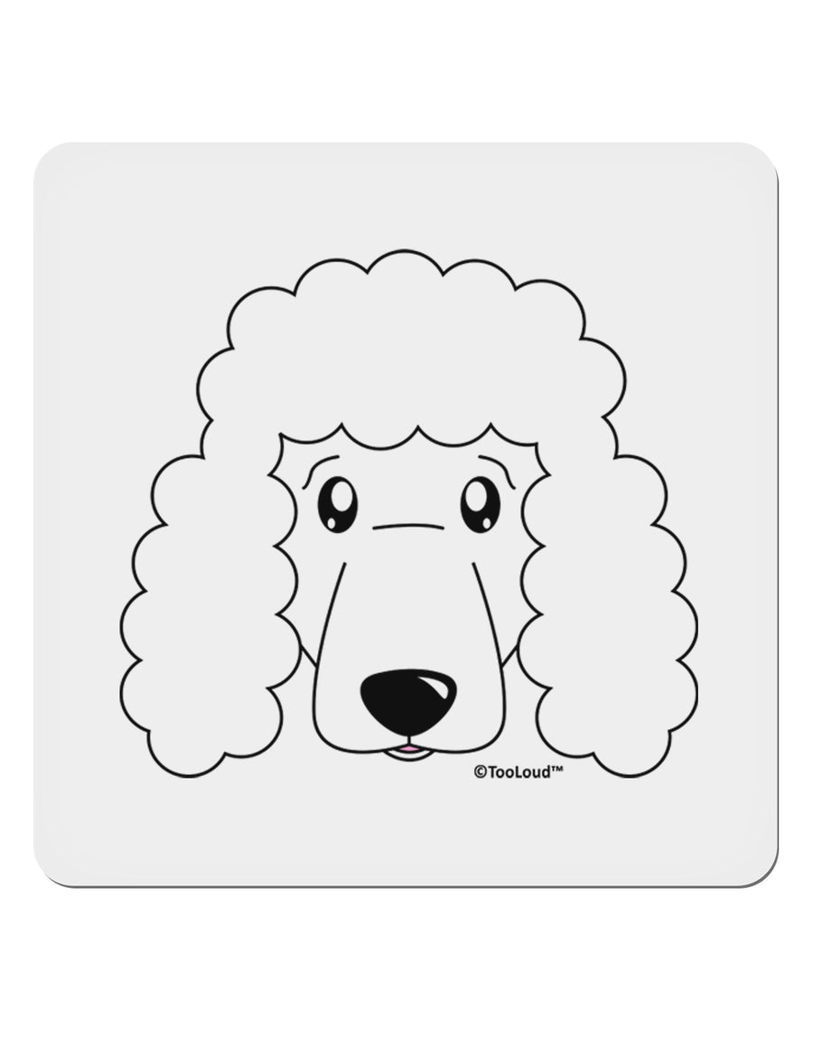 Cute Poodle Dog - White 4x4&#x22; Square Sticker 4 Pieces-Stickers-TooLoud-White-Davson Sales