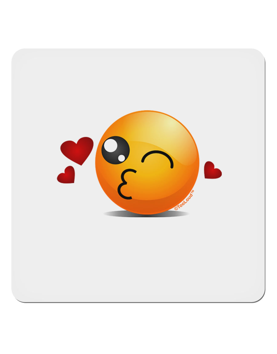 Kissy Face Emoji 4x4&#x22; Square Sticker-Stickers-TooLoud-1-Davson Sales