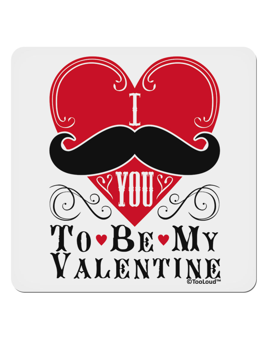 I Mustache You To Be My Valentine 4x4&#x22; Square Sticker 4 Pieces-Stickers-TooLoud-White-Davson Sales