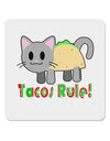 Tacos Rule Taco Cat Design 4x4&#x22; Square Sticker 4 Pieces-Stickers-TooLoud-White-Davson Sales