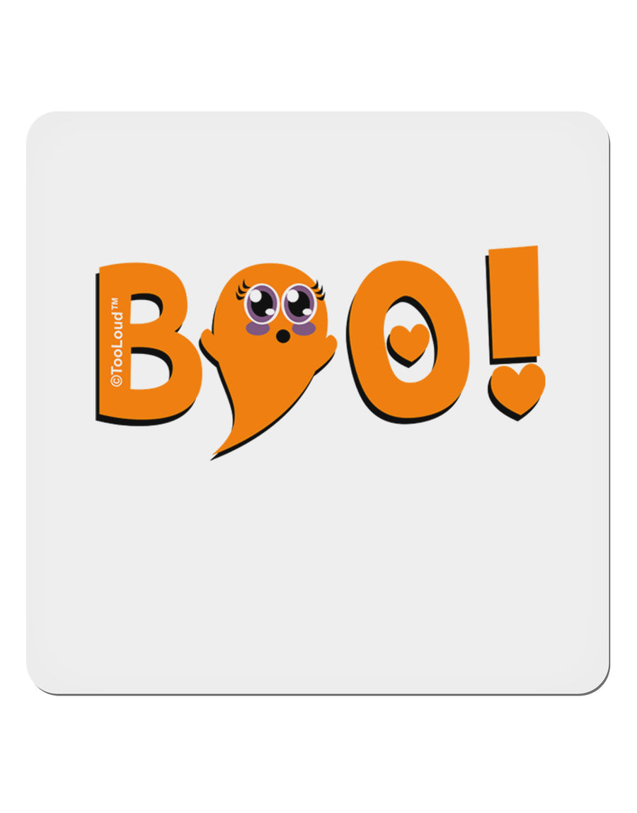 Cute Boo Text Orange 4x4&#x22; Square Sticker 4 Pieces-Stickers-TooLoud-White-Davson Sales