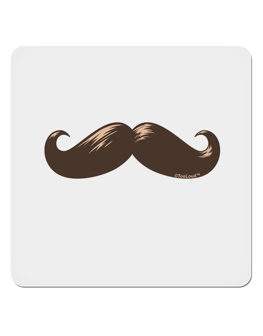 Big Brown Mustache 4x4&#x22; Square Sticker 4 Pieces-Stickers-TooLoud-White-Davson Sales