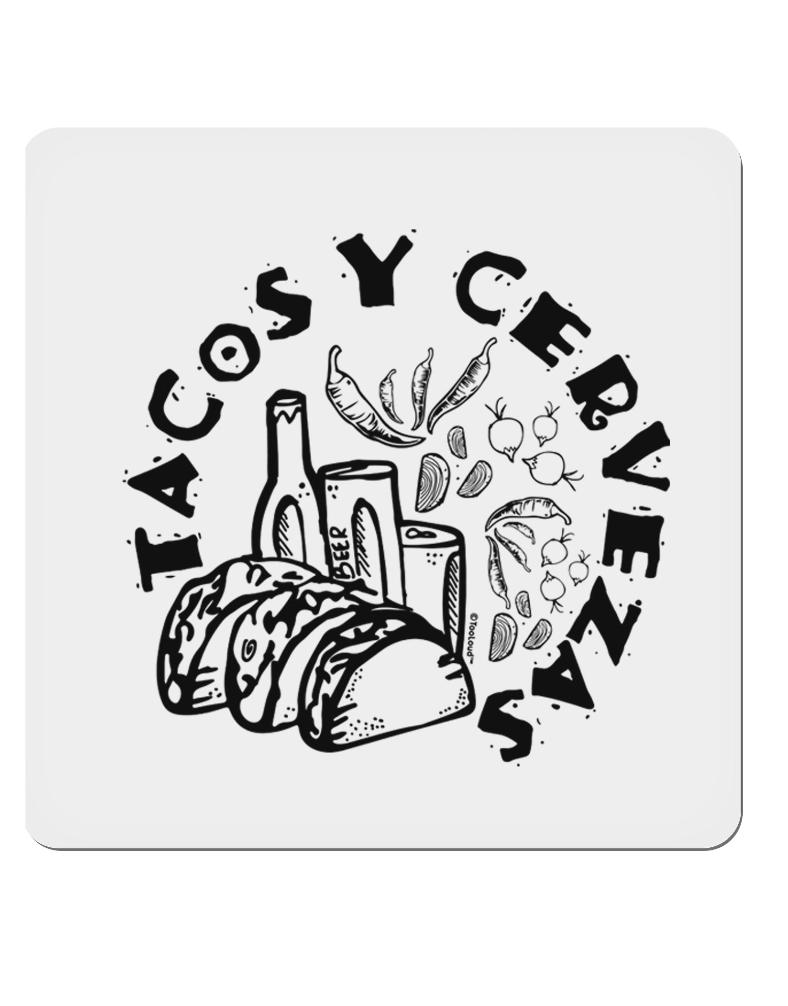 Tacos Y Cervezas 4x4 Inch Square Stickers - 4 Pieces-Stickers-TooLoud-Davson Sales