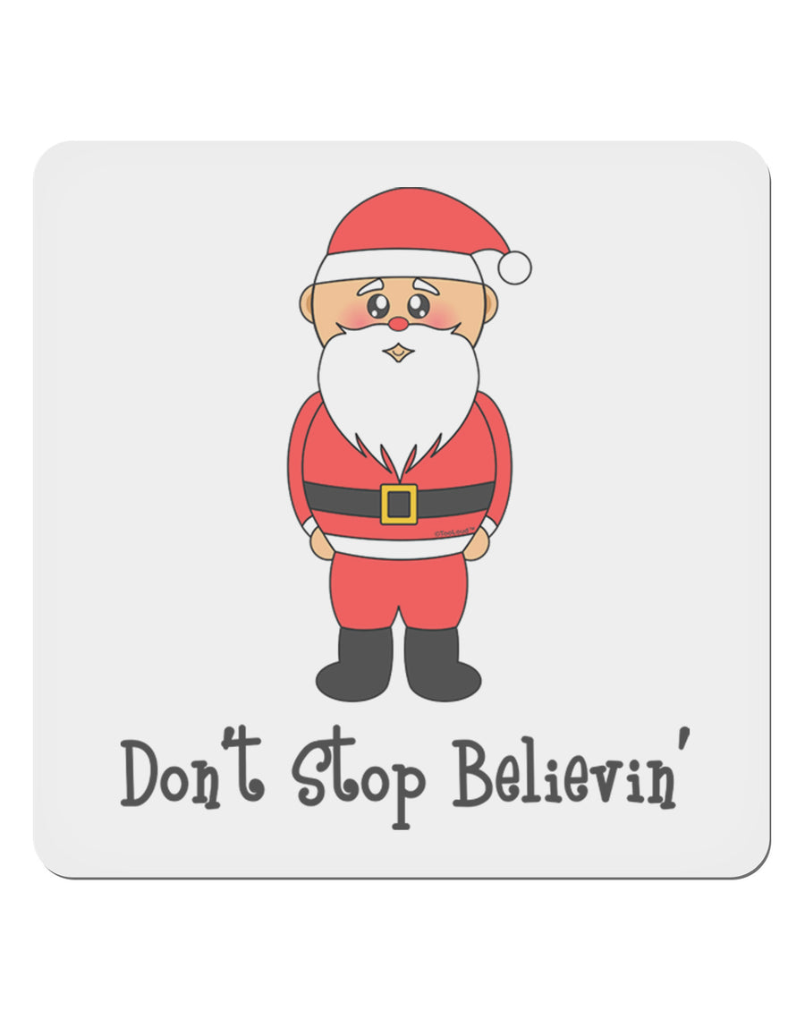 Don't Stop Believin' Santa Christmas 4x4&#x22; Square Sticker 4 Pieces-Stickers-TooLoud-White-Davson Sales