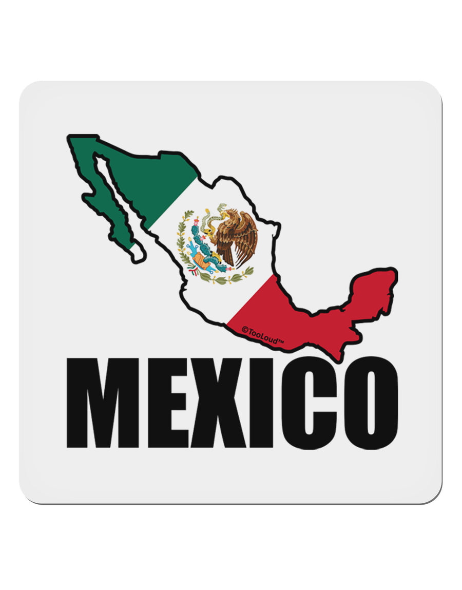 Mexico Outline - Mexican Flag - Mexico Text 4x4&#x22; Square Sticker 4 Pieces-Stickers-TooLoud-White-Davson Sales