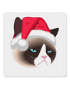 Santa Hat Disgruntled Siamese Cat 4x4&#x22; Square Sticker-Stickers-TooLoud-1-Davson Sales