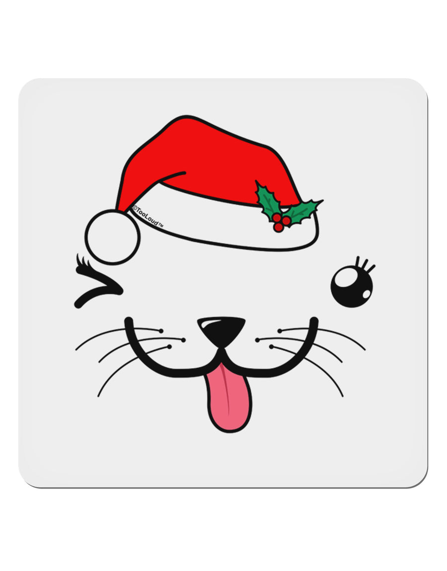 Kyu-T Face Puppina Santa Girl Dog 4x4&#x22; Square Sticker 4 Pieces-Stickers-TooLoud-White-Davson Sales