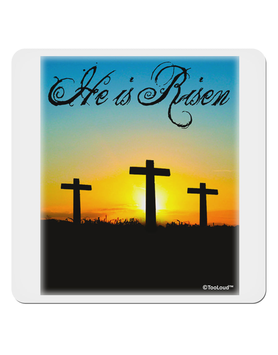 Three Crosses Sunrise - He Is Risen 4x4&#x22; Square Sticker 4 Pieces-Stickers-TooLoud-White-Davson Sales