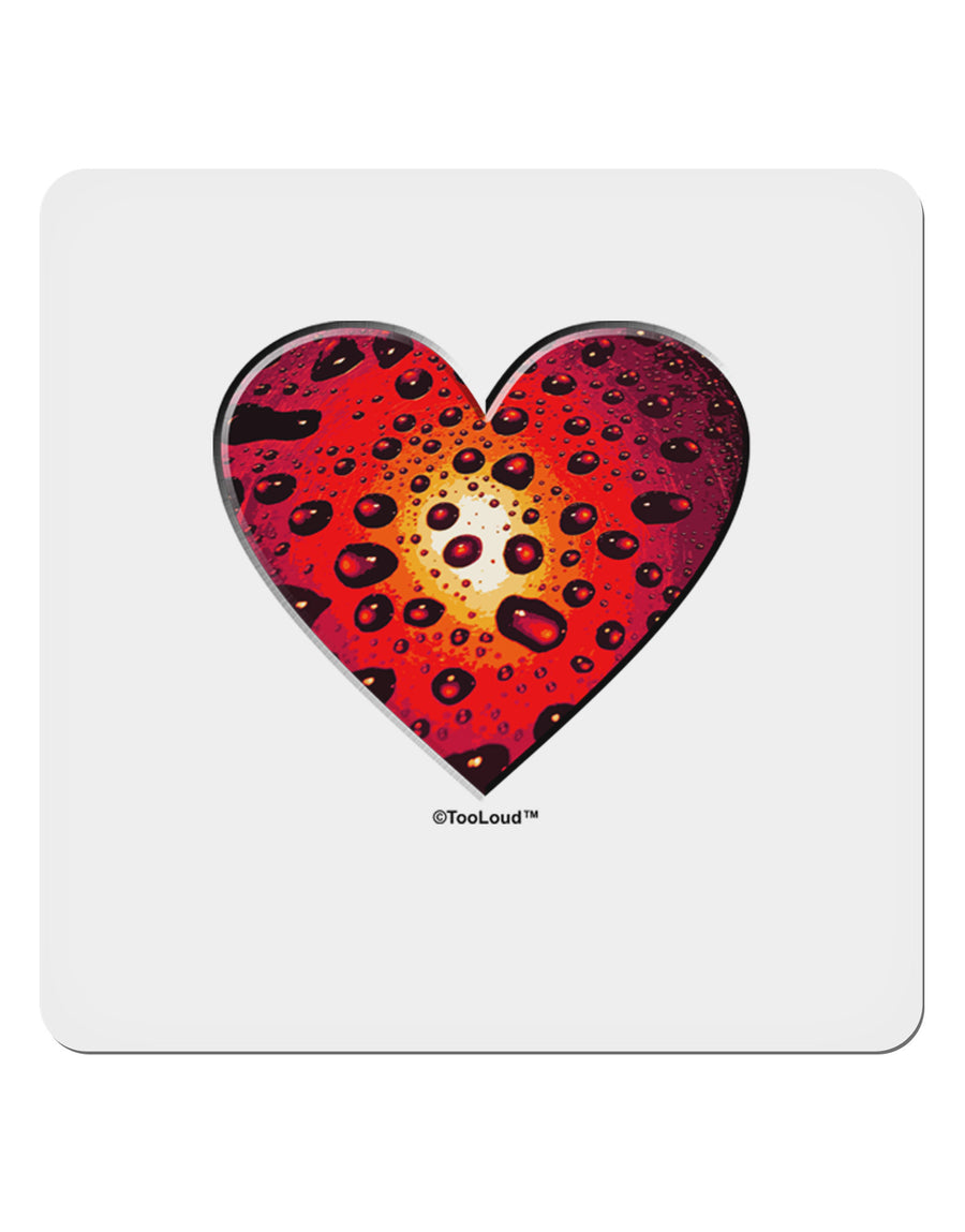 Water Droplet Heart Red 4x4&#x22; Square Sticker 4 Pieces-Stickers-TooLoud-White-Davson Sales