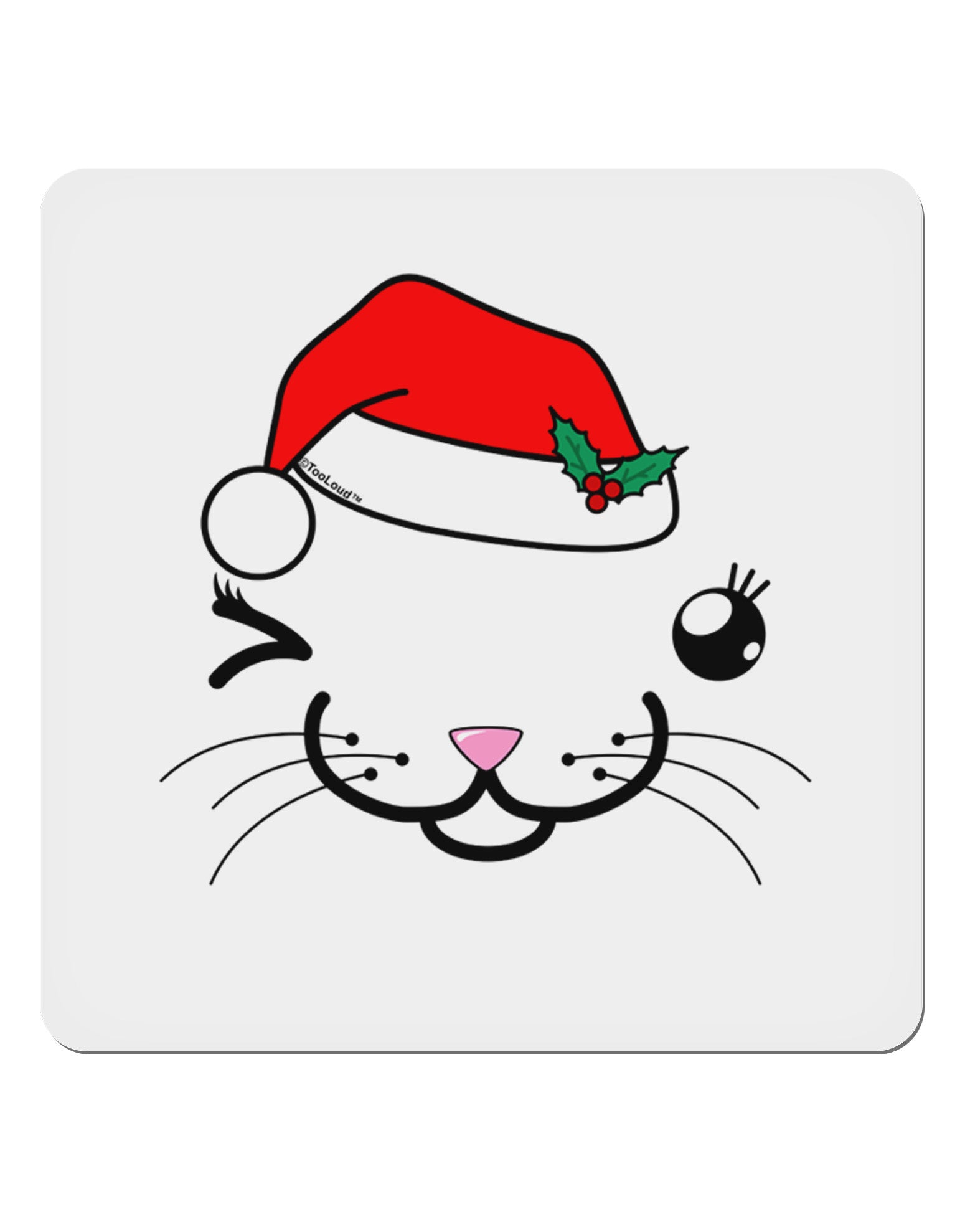 Kyu-T Face Kattia Santa Hat Girl Cat 4x4&#x22; Square Sticker 4 Pieces-Stickers-TooLoud-White-Davson Sales