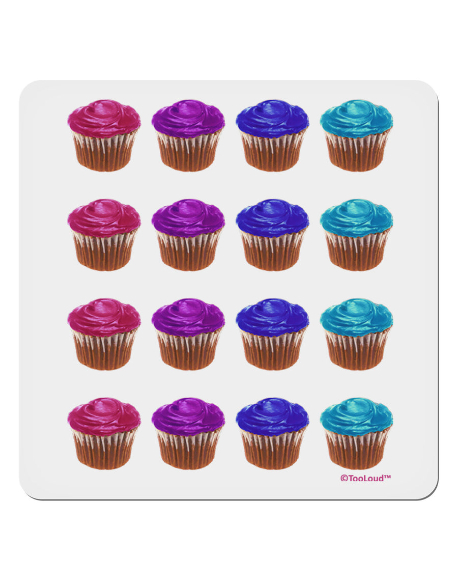 Colorful Cupcake Pattern 4x4&#x22; Square Sticker 4 Pieces-Stickers-TooLoud-White-Davson Sales