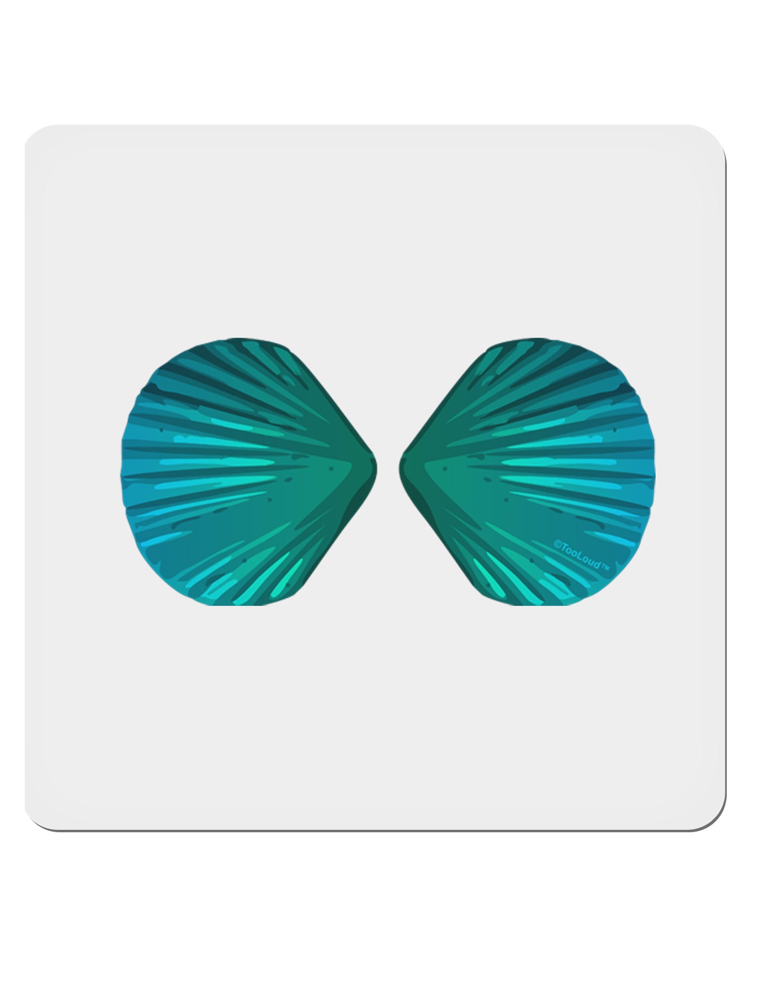 Mermaid Shell Bra Blue 4x4" Square Sticker - Davson Sales