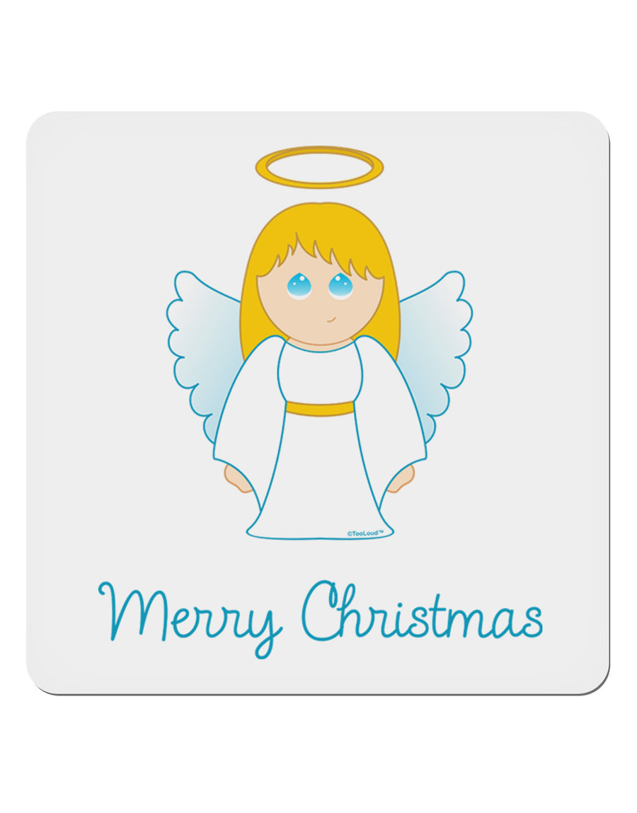 Merry Christmas Cute Angel Girl 4x4&#x22; Square Sticker 4 Pieces-Stickers-TooLoud-White-Davson Sales